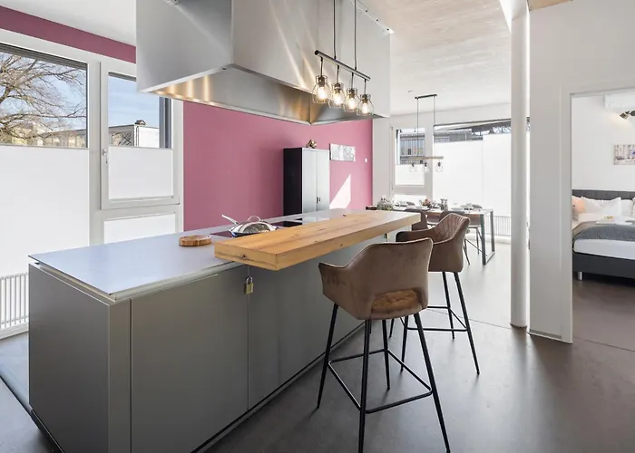 Casa Milla-zentrales, Modernes Loft In -am Fluss Mit Balkon, Parkplatz Und Grosser Kueche לאנגנטאל